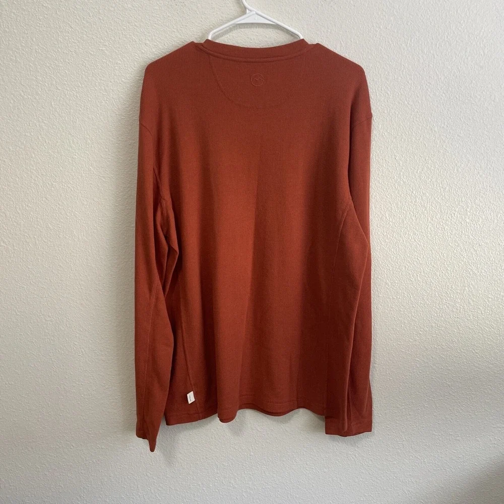 Magellan Mens Size Large Thermal Long Sleeve Shirt Waffle Knit Layering Top Rust